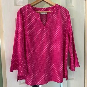 Crown & Ivy Pink Blouse with White Dots